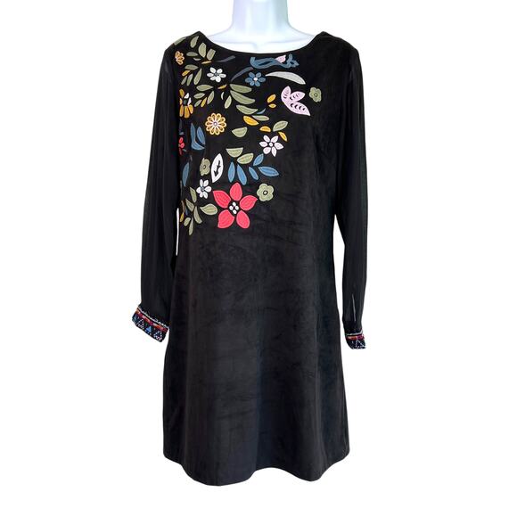 Desigual‎ Embroidered Beaded Floral Black Sheath Dress Size Eur 40 US 8 Artsy - Picture 1 of 6